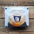 Zwangerschapsfoto met echo op emaille bord